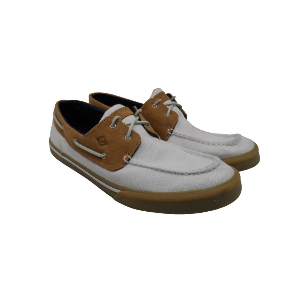 Sperry Top Sider Men's STS18296 Bahama 2-Eye Boat Shoes Tan/White Size 13M